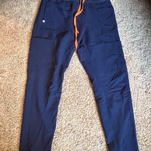 Women’s Navy Blue Scrub Pant with Orange Drawstring
